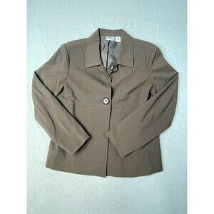 Kim Rogers Signature Women's Petite Brown 14P Shoulder Pads Long Sleeve Coat